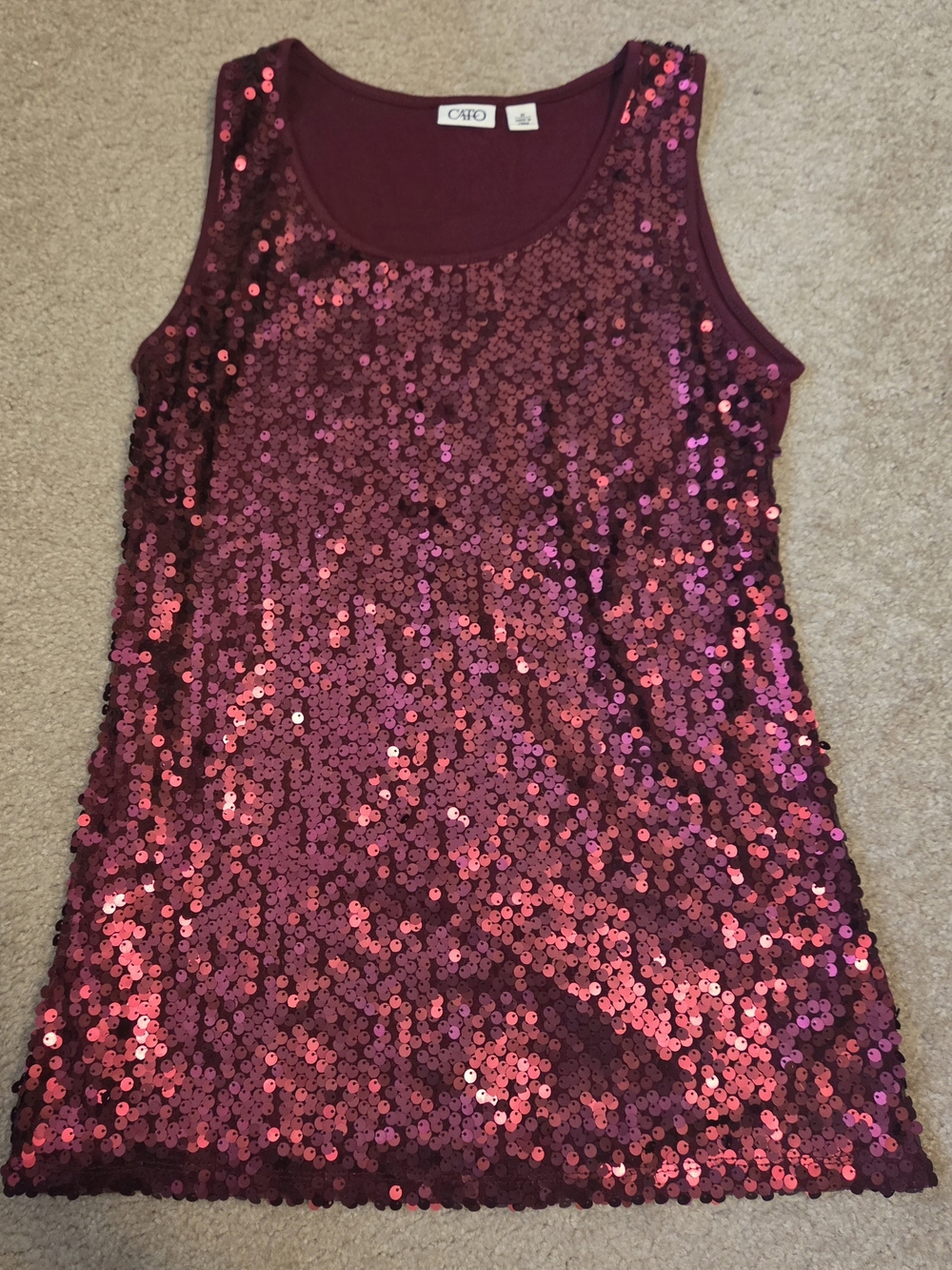 Women's Cato Sequin Red Tank Top/Tunic